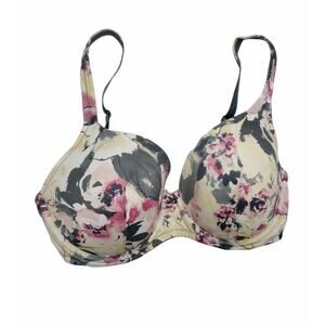 Soma Classic Allura Floral Printed Bra 32DD Underwire Foam Cups Full Coverage